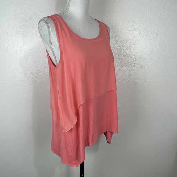 Vince Camuto Blouse Women Medium Pink Sleeveless Tiered Tank Top - Picture 3 of 11